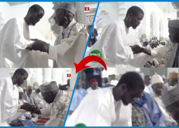 Korité : Le geste très honorable du Pr Diomaye qui aide l’Imam de la grande mosquée à se lever