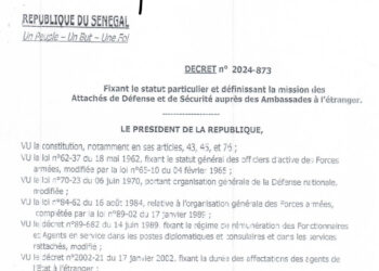 Voici le Décret sur le statut des attachés de défense signé le 29 mars par Macky Sall