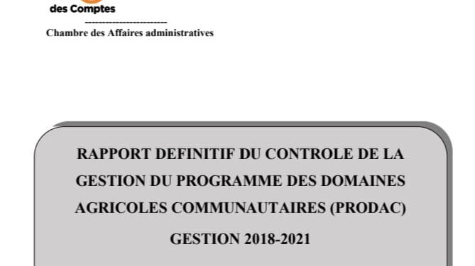"Le Prodac fait ses propres passations de marché alors que le ministère est l’autorité contractante" (Rapport) 1 « Le Prodac fait ses propres passations de marché alors que le ministère est l’autorité contractante » (Rapport)