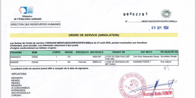 CEM FAHU de Thiès : Guirassy annule la nomination d’un enseignant « républicain » après la colère des « Patriotes » 1 CEM FAHU de Thiès : Guirassy annule la nomination d’un enseignant « républicain » après la colère des « Patriotes »