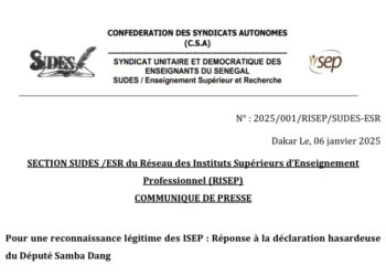 Polémique sur les ISEP : le SUDES/ESR recadre le député Samba Dang